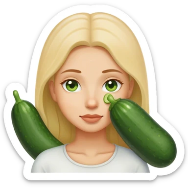 relaxed person with cucumbers in her eyes sticker