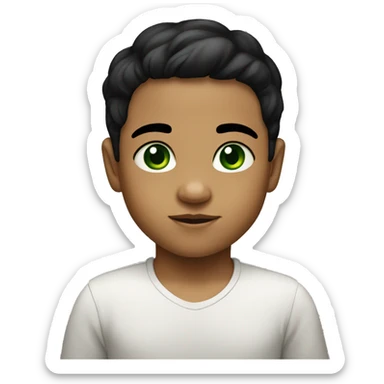 small cute baby with tan skin green eyes and black hair sticker