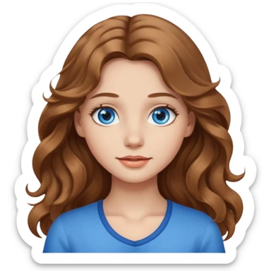 Please generate a portrait of a pretty girl with long, wavy, light brown hair. sticker