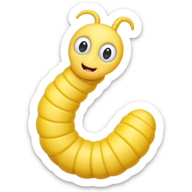 Yellow worm with a weird head sticker