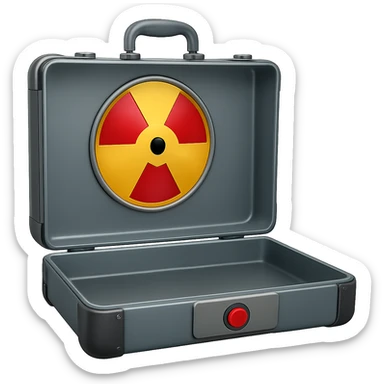 Make the nuclear suitcase open with a button. Keep the background transparent. sticker