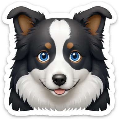 border collie pelaje gris negro y blanco y un ojo azul y el otro marron sticker