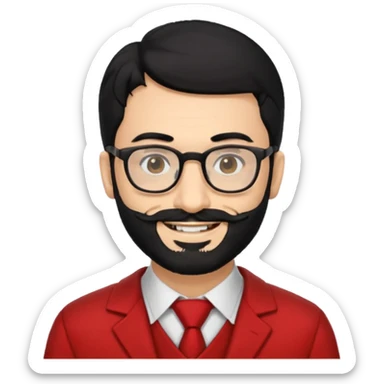Professor in the la casa de papel TV show, with black hair and beard sticker