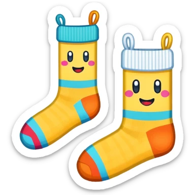 A pixel art emoji of a pair of socks in a retro 16x16 or 32x32 pixel style, using a limited color palette sticker