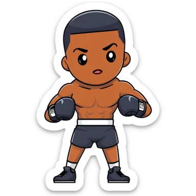 Passport photo portrait of a young 19-year-old Black male boxer, formal front-facing pose, neutral background, athletic build sticker