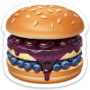 Make an emoji of a blueberry patty (small) that's broken off a bit so you can see the blueberry jam sticker