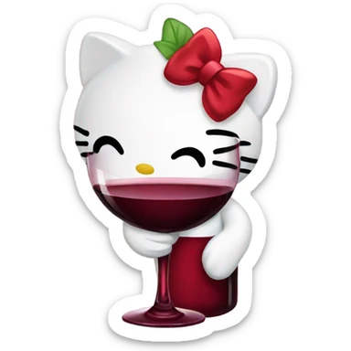 Hello Kitty drinking red wine sticker