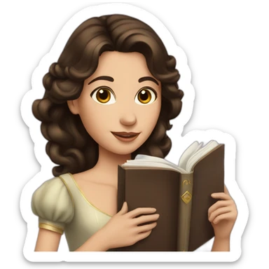 Brunette princess with book sticker