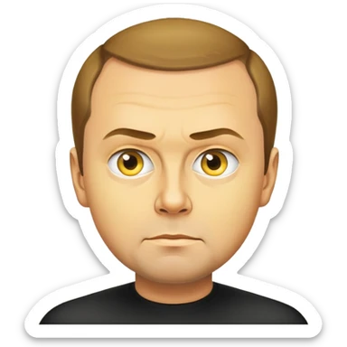 photorealistic portrait of Dmitry Medvedev as an emoji, round yellow face, very detailed and realistic, serious look sticker