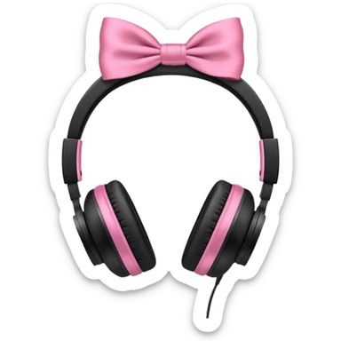 headphones with bow on the right side  sticker