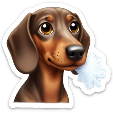 Brown Dachshund with snow on his nose  sticker