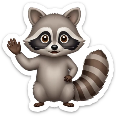 raccoon waving enthusiastically sticker