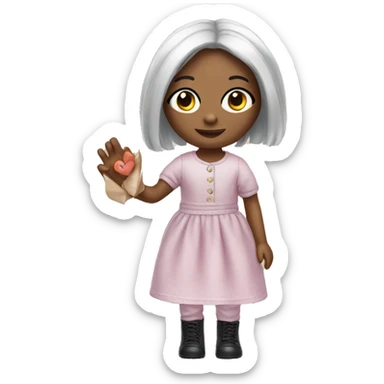 Doll with picture in the hand sticker