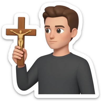 Person with cross sticker