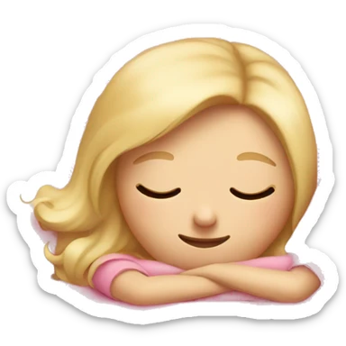 blonde hair girl sleeping in pink bed sticker