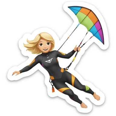 Kitesurfing blond ladie showing kite sticker