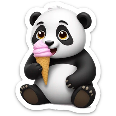 Panda eating ice cream sticker