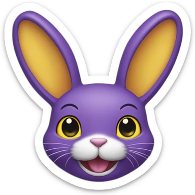 Purple rabbit with yellow teeth and yellow eyes sticker