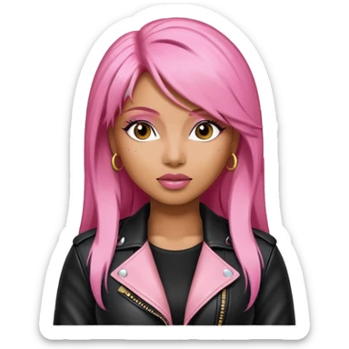 Nicki Minaj pink hair wear leather jacket sticker