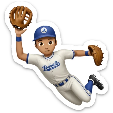 baseball player diving to catch the ball sticker