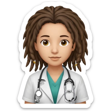 brunette girl doctor with dreadlock sticker