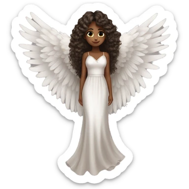 Beautiful black angel wings long dress brown hair eyelashes sticker