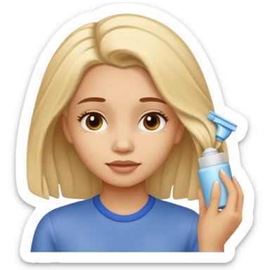 girl applying crema to her hair sticker