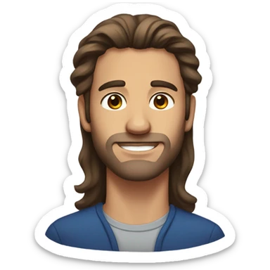 male, long brown hair, brown glass stubble sticker