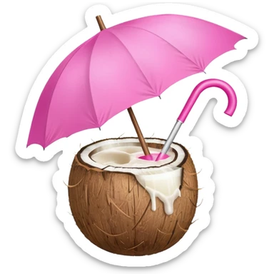 coconut drink with pink umbrella sticker