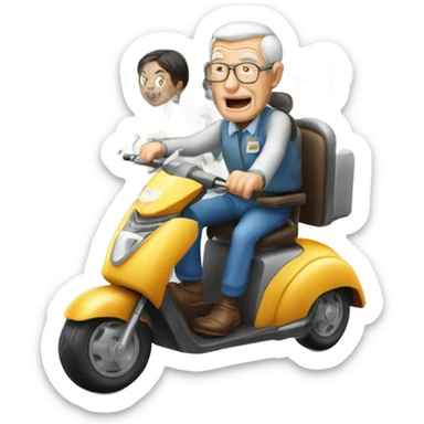 Old man riding a medical scooter chased by a group of women sticker