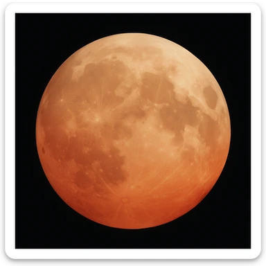 blood moon with smoother craters, two-tone fill: beige and dark red, smooth gradient transition between colors, realistic moon style sticker