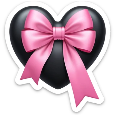 black heart with pink bow sticker