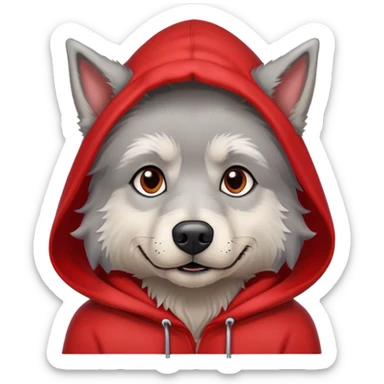Gray dog scruffy red hood sweatshirt  sticker