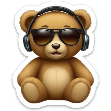teddy bears with headphone and sunglasses sticker