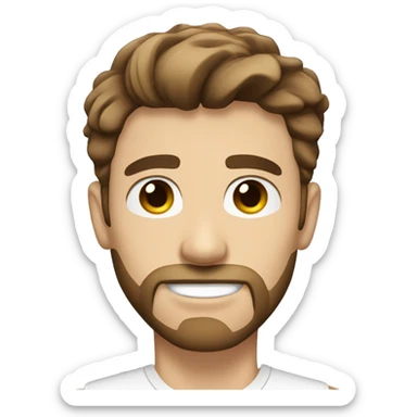 Male, short brown hair, sharp jawline, black eyes, beard stubble handsome  sticker