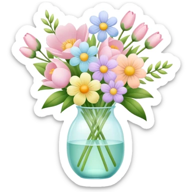 Pastel spring floral arrangement in vase  sticker
