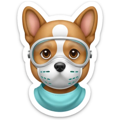 dog Wearing Medical Mask sticker