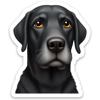 realistic black lab with a scruffy grey beard and eyebrows sticker