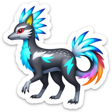 Neon Vibrant Pulsating Trail-glowing Chromatic Trico-Silvally-fusion-hybrid sticker