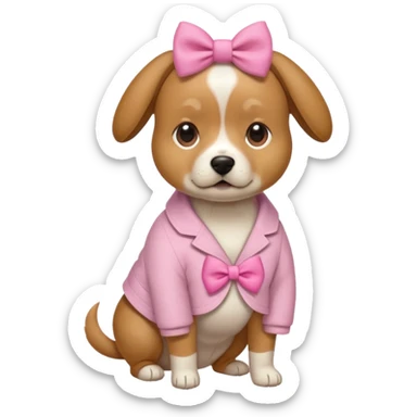 A dog pregnant with a pink bow sticker