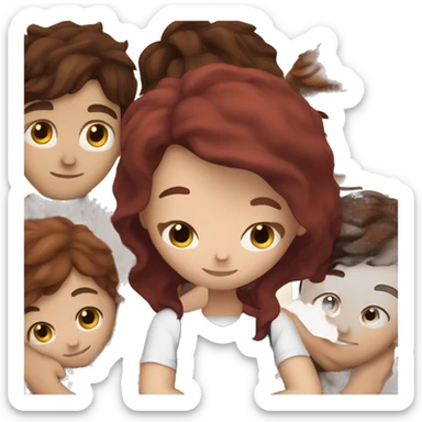 me dark red hair hugging with my boyfriend brown hair sticker