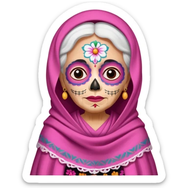 Abuelita esqueleto vestida con un rebozo rosa día de los muertos  sticker