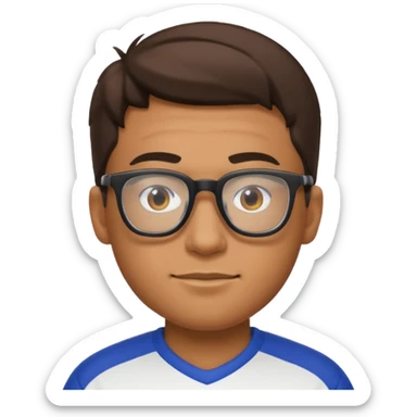 Make me a cool guy with glasses who sells football shirts sticker