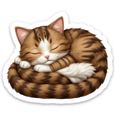 dark brown tabby and white cat sleeping in funny positions upside down sticker