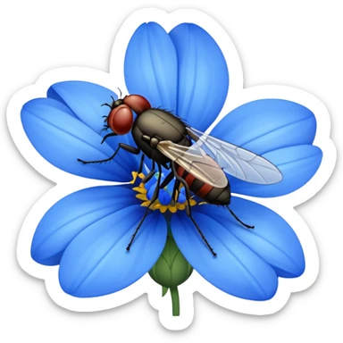 
fly on blue flower sticker