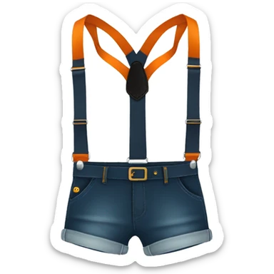 a pants with suspenders orange sticker