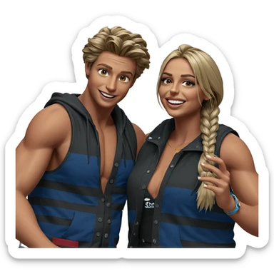 smiling duo with casual style sticker