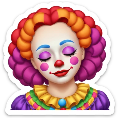 female clown sleeping eyes closed sticker