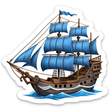 blue pirate ship sticker