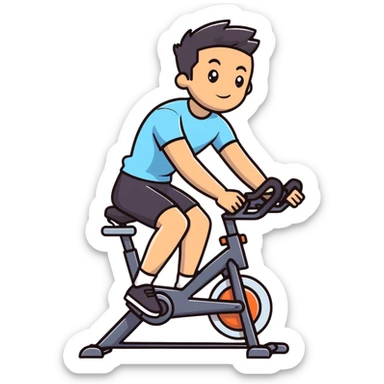 Young Men with Spinning bike sticker